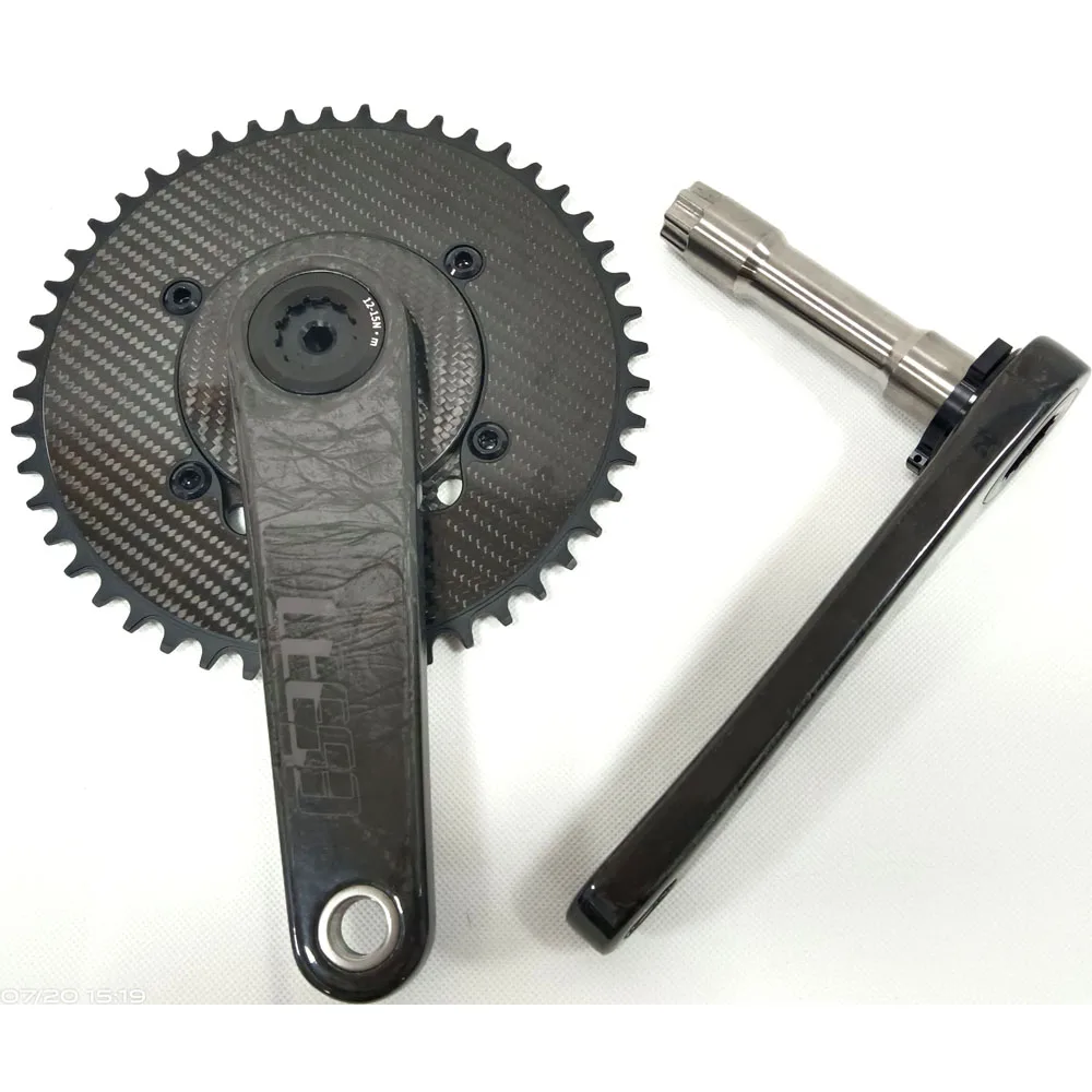 LEESE New! Carbon Fiber Crank Titanium alloy Axis 24mm Bicycle