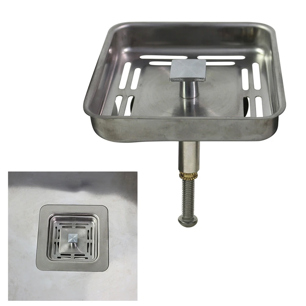1pcs 79mm Square Stainless Steel Kitchen Sink Strainer Drainer Filtration Post Stopper Waste Kitchen Bathroom Supply