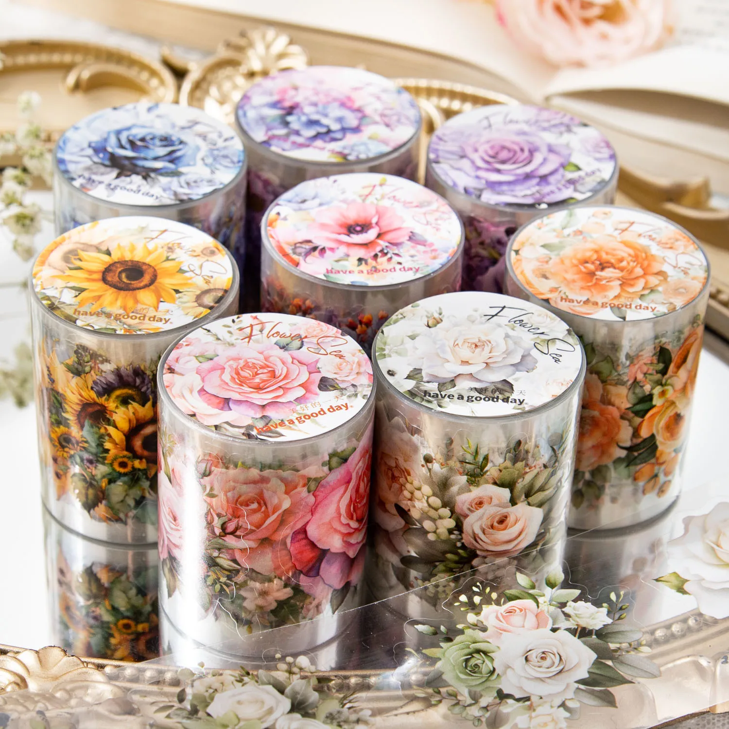 

10pcs/1lot Decorative Adhesive Tapes Meet the Sea of Flowers Masking Tapes Scrapbooking DIY Paper Japanese Stickers