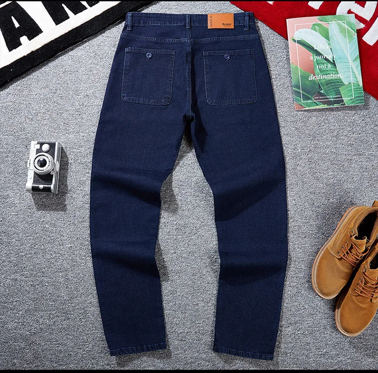 loose jeans Stretch straight jeans denim men casual dad wide leg pants plus size wear-resistant trend loose pants bell bottom jeans for men