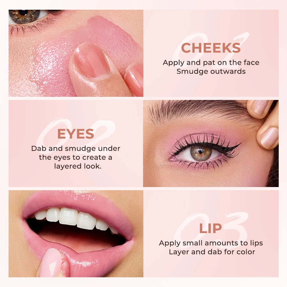 Black Crystal Blush Multi Balm Magic Temperature Change blush cream Gel Blusher Facial blusher for Lip Eye Makeup Pink Cheek Tint Rouge Palette