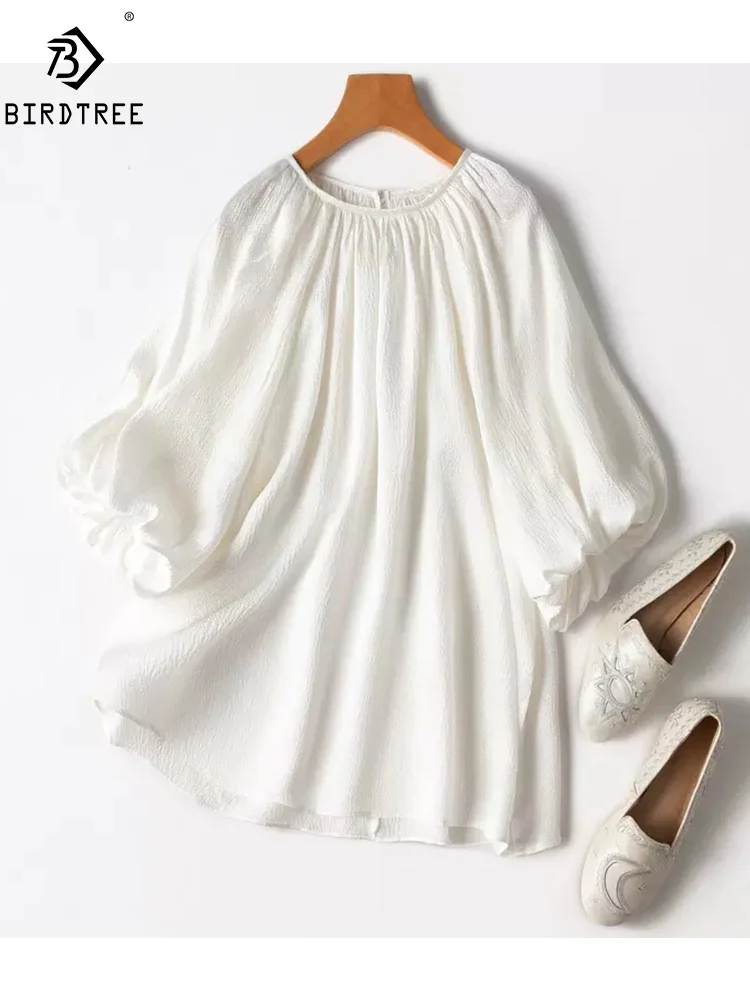 

Футболка BirdTree женская из 100% натурального шелка, элегантная Милая свободная атласная футболка с буффами на рукавах, 20 мм, T44846QM, лето 2024