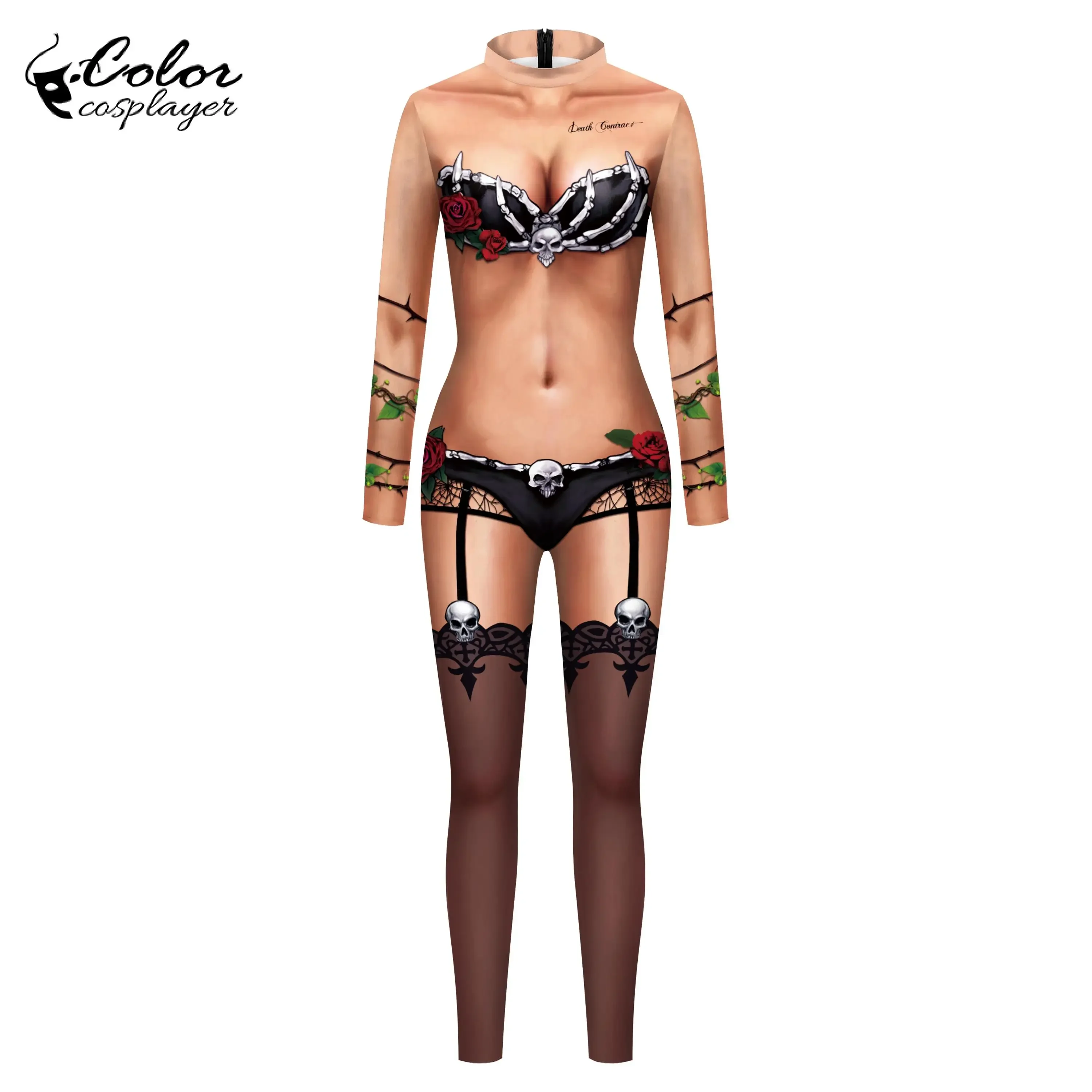 Color Cosplayer Carnival Jumpsuit Party Cosplay Costume Fake Two Zentai 3D Bikini Sensual Digital Printing Outfits Bodysuit