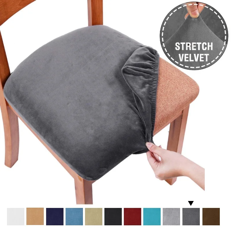 1PC Velvet Chair Cushion Cover for Stretch Dining Chair Seat Cover