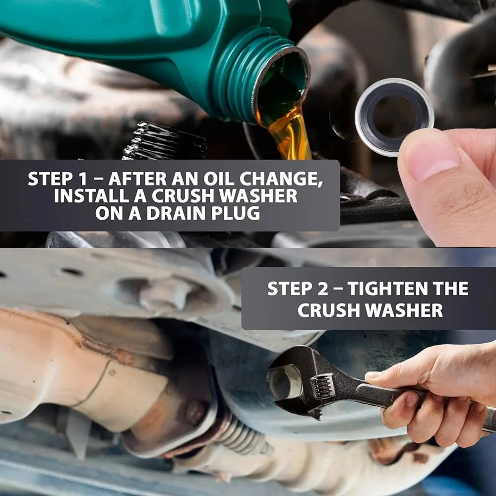 Car Oil Drain Plug Sealing Gasket Universal M12 M14 Galvanized Nitrile Rubber Washer for Car Engine Systems Leakage Protection 4