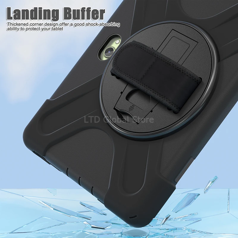 Durable 360° Rotatable Tablet Case with Kickstand & Hand Strap