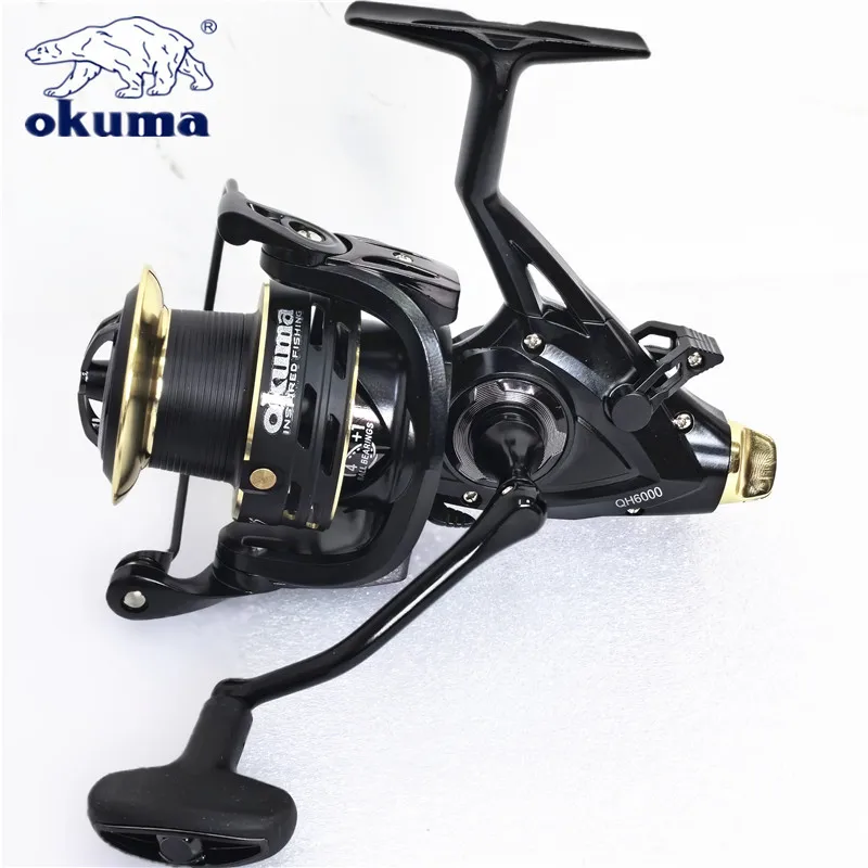 OKUMA 듀얼 언로딩 낚시 드럼, 전면 및 후면 브레이크 포함, 낚시 휠, 모든 수역 3000-6000, 최대 16kg 드래곤