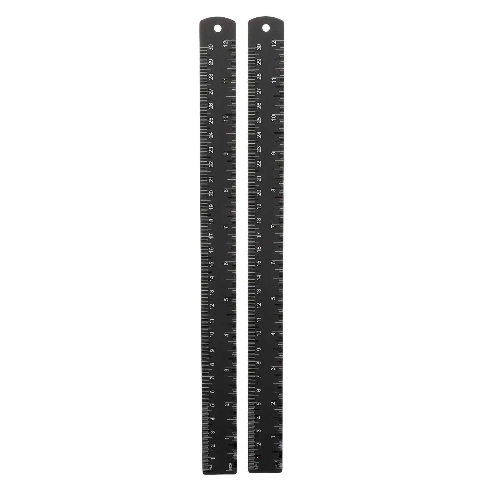 2Pcs 알루미늄 합금 금속 눈금자 검정색 플랫 스트레이트 에지 정밀 측정 도구 목공 드로잉 공예 사무용품