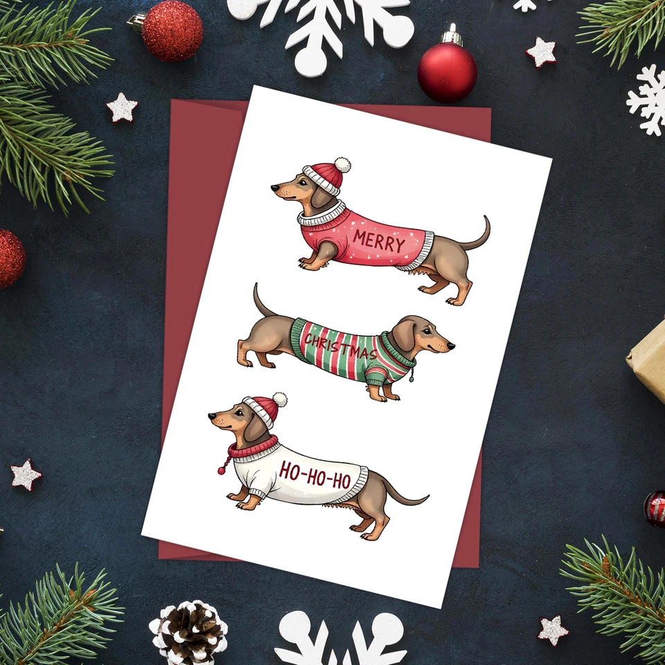 12 Biglietti Di Natale Con Buste E Adesivi | Cartoline Augurali In Kraft Con Renne E Babbo Natale | Set Completo Per Posta Prioritaria