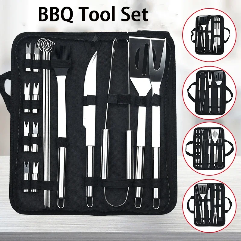 

3/9/16/20 PCS BBQ Grill Tools Set with Carry Bag,Stainless Steel Barbecue Utensils,Grilling Accessories For Camping Outdoor