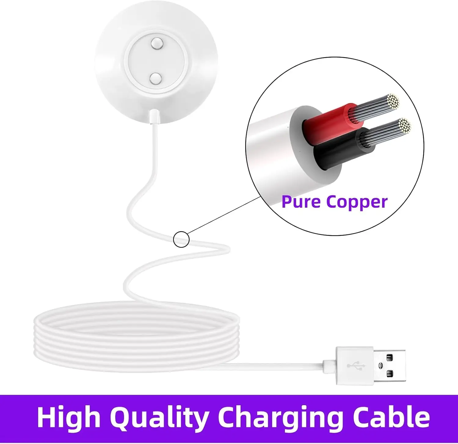 Rose Replacement Charger 12mm Magnetic Standing Dock Station Fast Charging USB Cable -2.5Ft