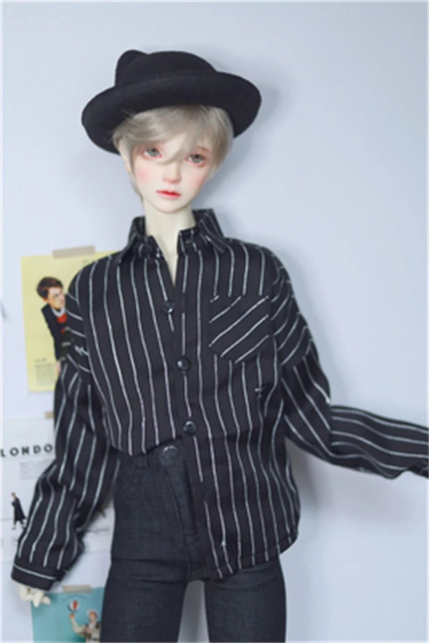 

BJD Doll clothes A333 Black Striped Satin Little bat Shirt 1/4&1/3& Uncle Shirt