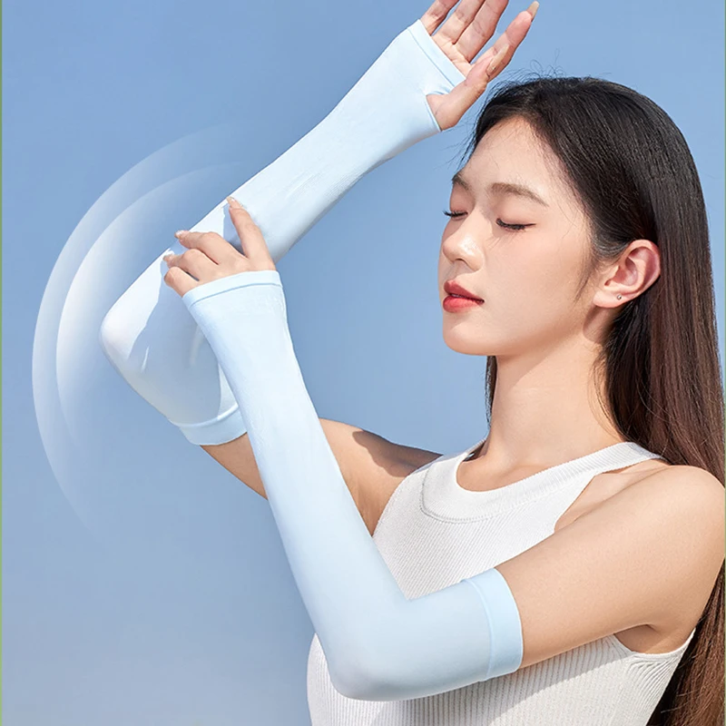 Cooling UV Protection Arm Sleeves for Outdoor Activities - Breathable & Stretchy Ice Silk Sleeves