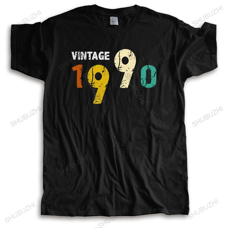 

Vintage Born In 1990 T-shirt for Men Short Sleeves 30th 30 Years Old Birthday Gift Tee Shirts O-neck Pure Cotton Tshirt Gift