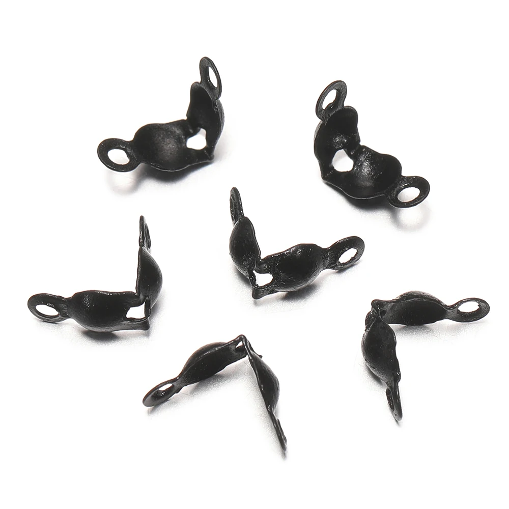 100 stücke bunte Kugel kette Crimp ende Stecker Perlens pitzen Kalotte endet Clam shell Knoten Abdeckung für Schmuck Herstellung Armband Halskette – Detail 4