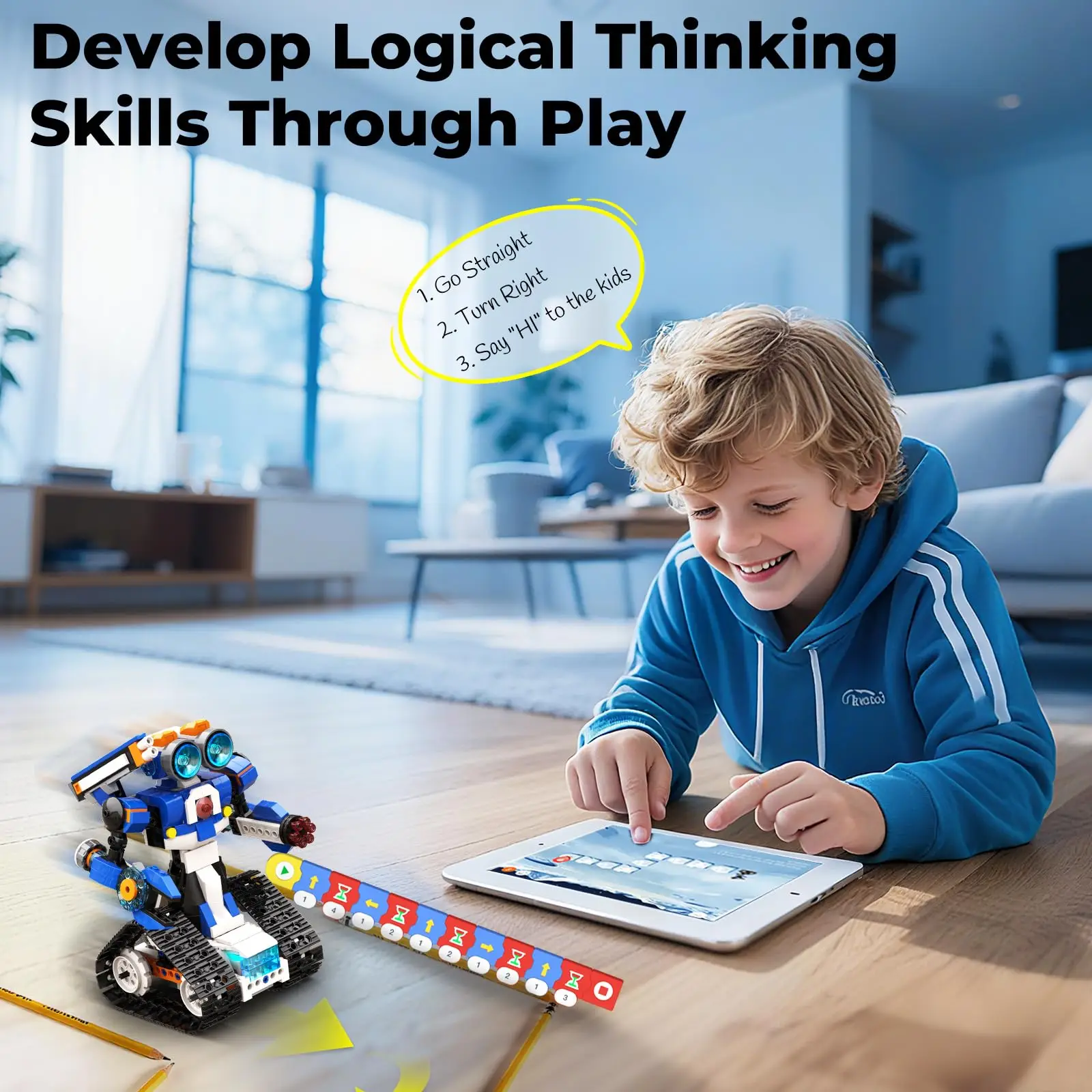 Apitor STEAM Robot Toy 6-in-1 Robot Building Kit for Boys Age 8-12 Remote Control Coding Toys Educational Robotics Gift for Kids 3