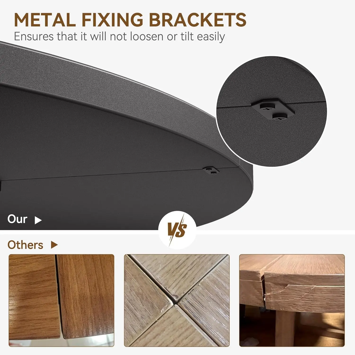 47-Inch Round Large Dining Table Set for 4 to 6, Farmhouse Dinner Table with Wooden Top and Legs (No Chairs)