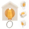Birdhouse Key Ring - White House with Yellow Bird 3