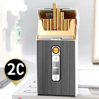 Brand new USB rechargeable cigarette case cigarette lighter, can hold 20 slim cigarettes, cigarette storage box with lighter 1