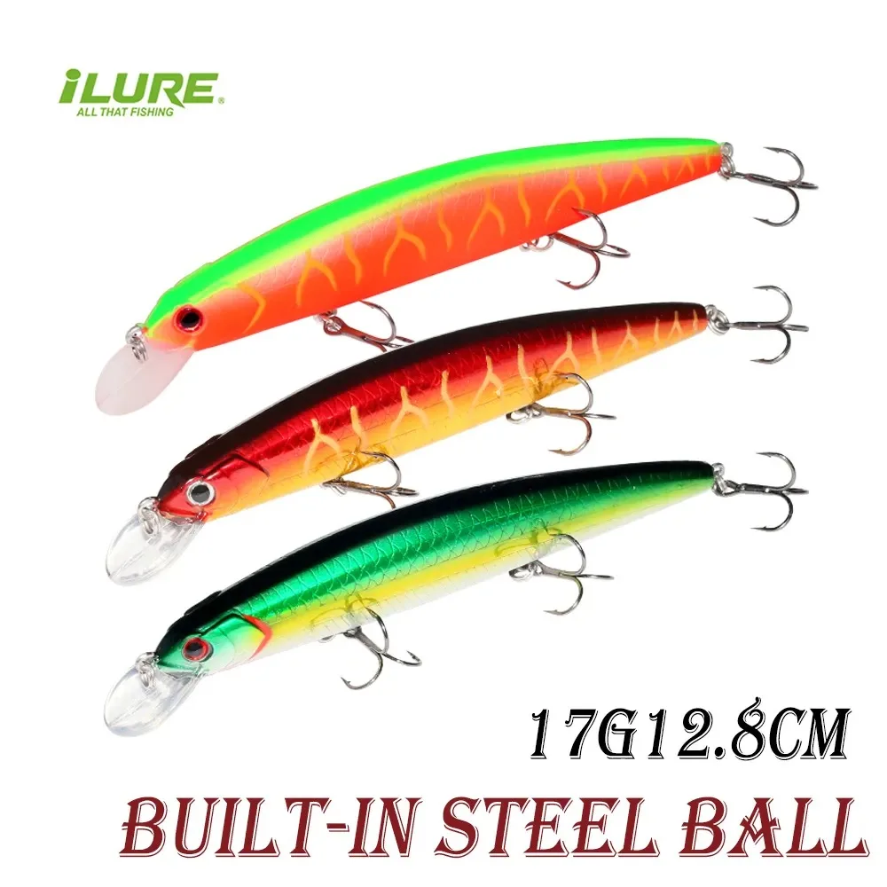 

ILURE Floating Crankbait Minnow Fishing Lure Artificial Hard Bait Wobblers for Pike Fishing Bass Trout Sea Bait 17g 12.8cm