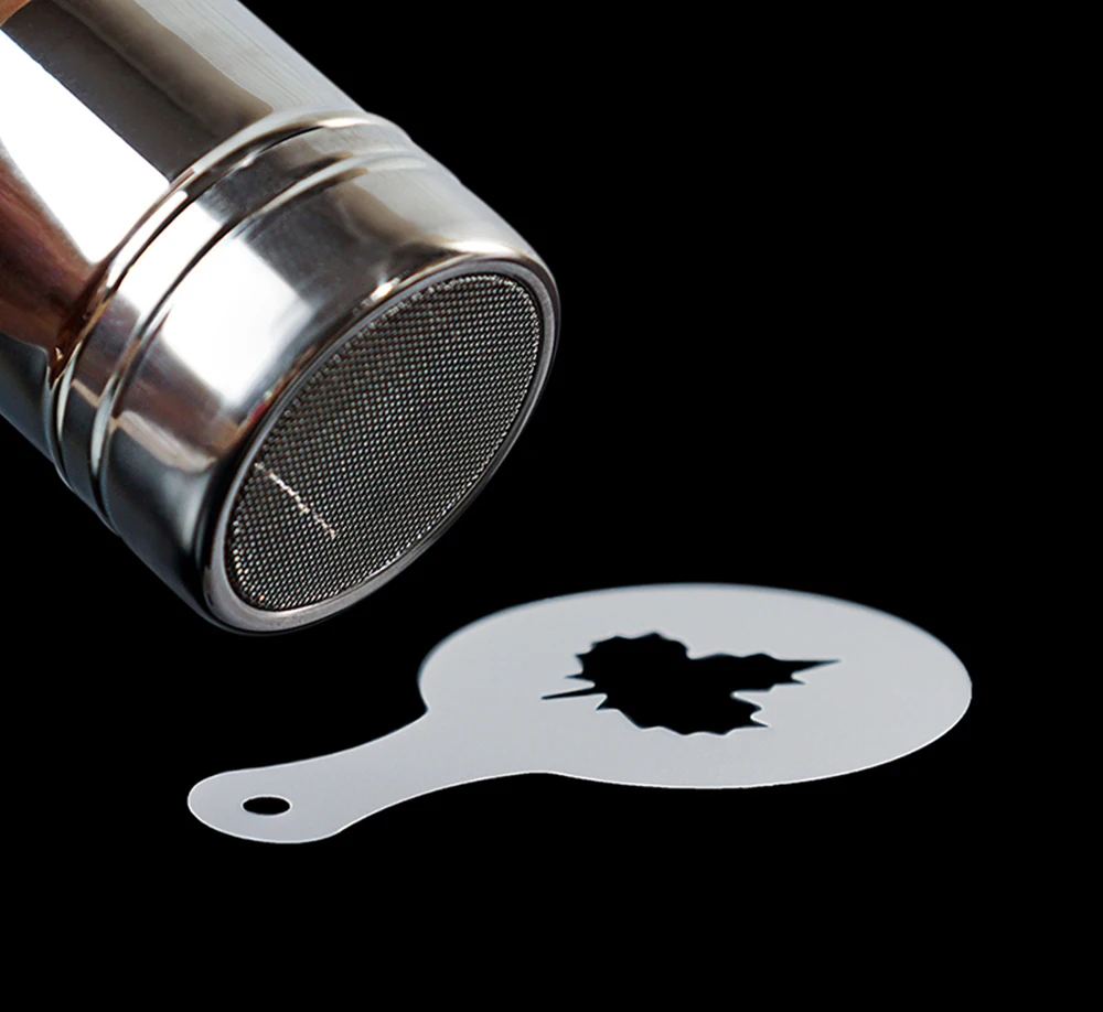 Description Picture 5 of item16PCS Plastic Cafe Foam Template Barista Stencils Mold Coffee Art Needles Stainless Steel latte Garland Needle Powder Sprinkle