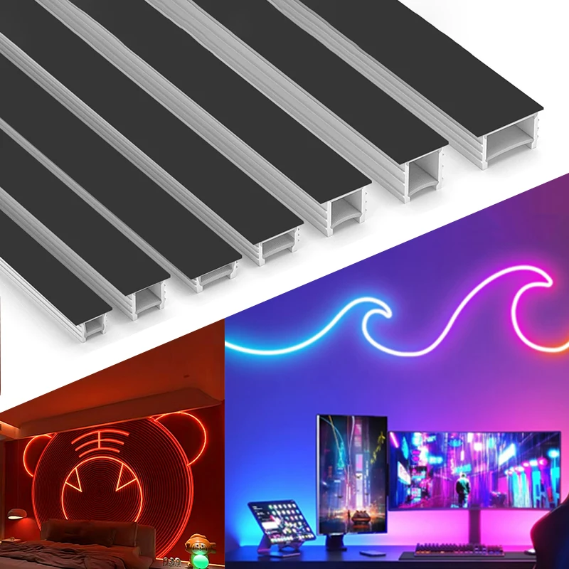 15M Recessed Black Neon Sign Rope Tube IP67 Waterproof Silicone Led