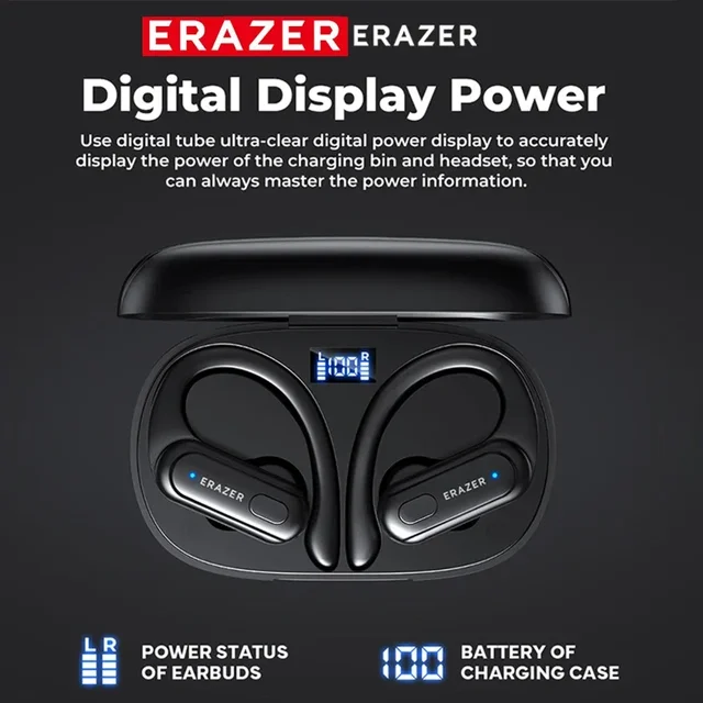ERAZER XT60pro Cuffie wireless sportive Auricolari Bluetooth Auricolari HiFi Cuffie con riduzione del rumore con gancio per l'orecchio con microfono 5