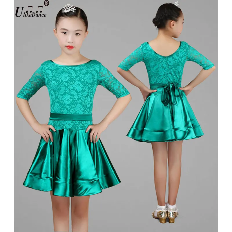 1pcs/lot Kids Child Girls Latin Dance Dress Floral Latin Dance dress Sexy Salsa Costume Ballroom Tango Dresses