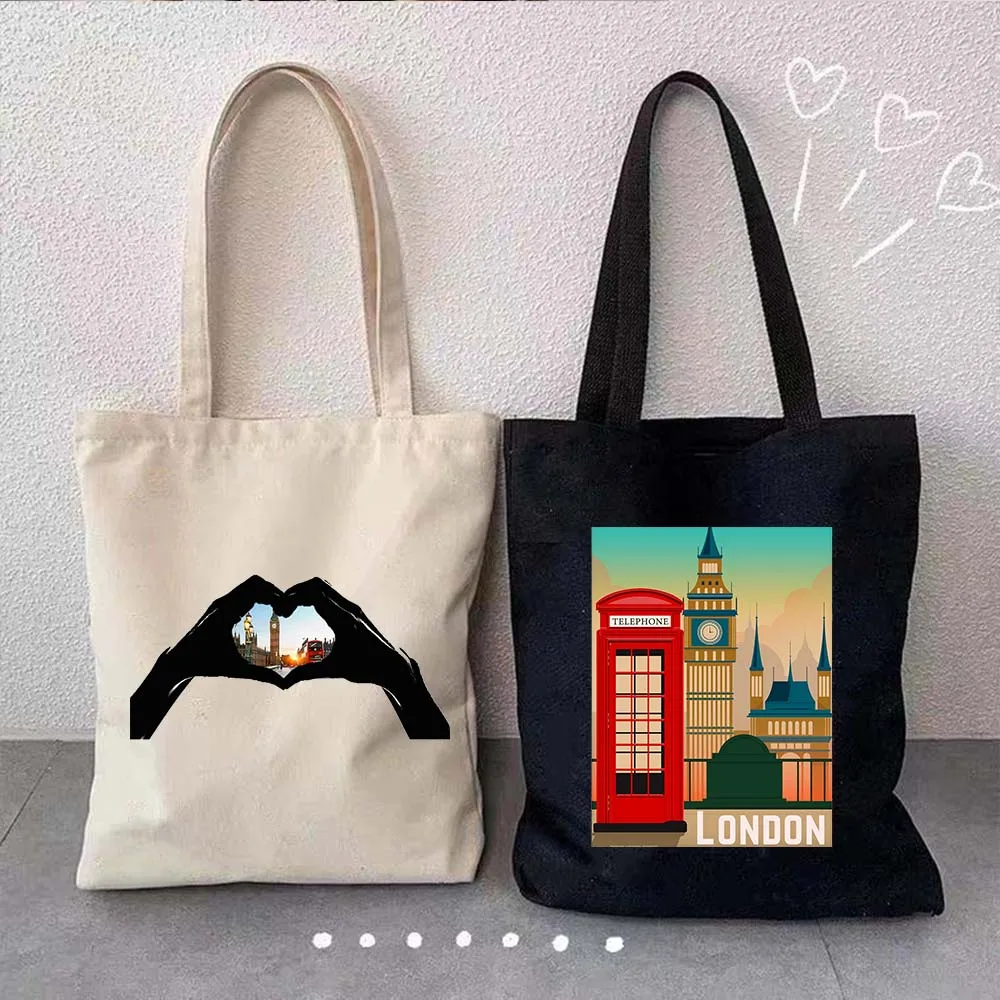 London Bridge Big Ben England Flag Map Shoulder Shopping Canvas Tote Bag Landscape Skyline United Kingdom British Women Handbags shoulder bag,ladies handbag,canvas bag