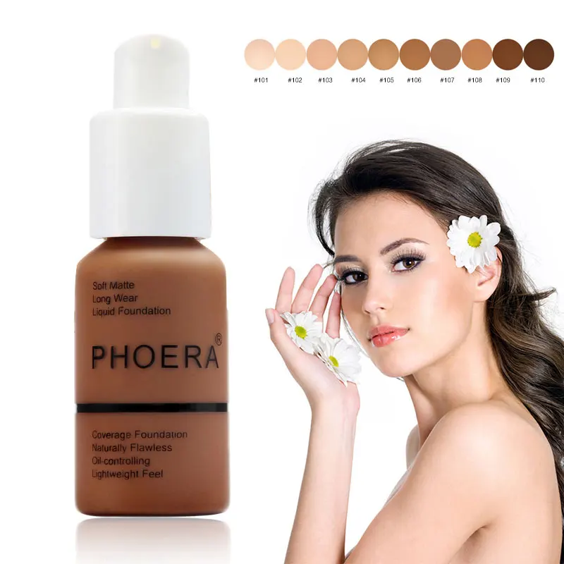 PHOERA Foundation 30ML Long Lasting Whitening Waterproof Foundation Cream Cosmetics Makeup Base Oil-control Matte Concealer 2pcs makeup cream,makeup foundation