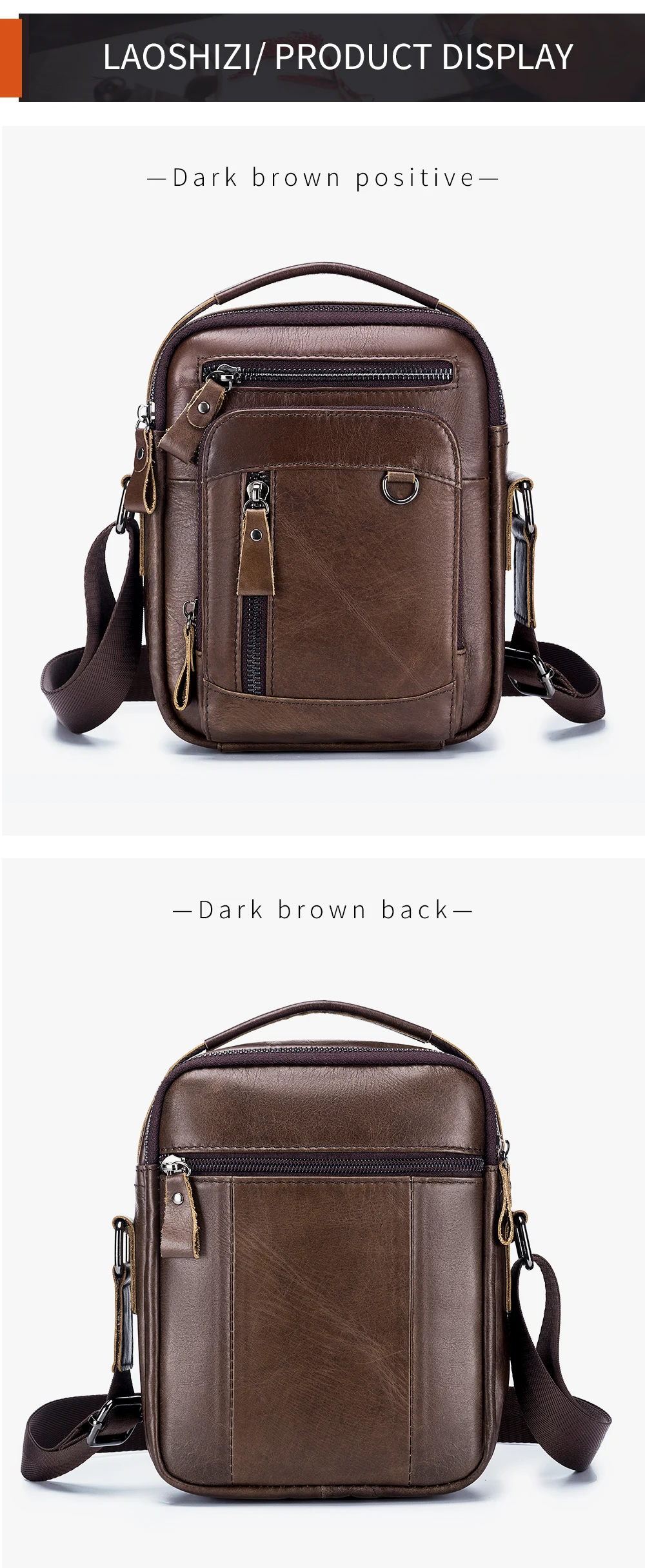 Herren-Umhängetasche aus Rindsleder mit Hauptschicht, multifunktionale Einzelschultertasche, trendige Herrentasche im europäischen und amerikanischen Stil – Detail 7