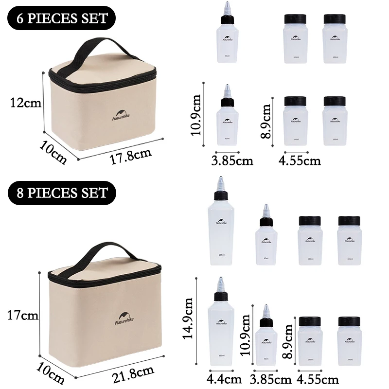 Naturehike Seasoning Jar 8pcs Spice Container Set Portable Outdoor Picnic Seasoning Bottle Camping Cookware Set Seasoning Bottle