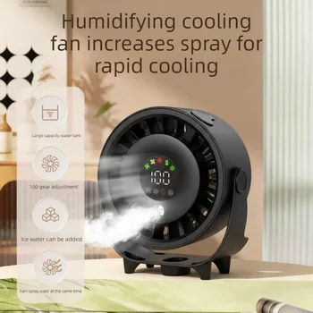 100 Speeds Mini USB Fan Desk Spray Fan Wall Mounted Cooling Fan Portable Misting Fan Small Table Fan for Kitchen Home Office 1