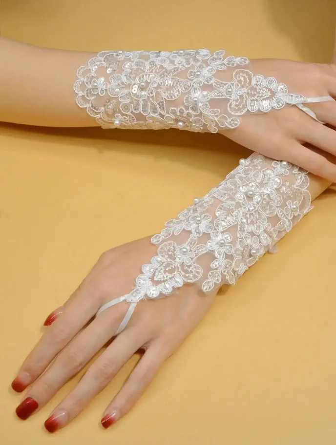 Women Bridal Wedding Gloves Short Length Full Finger for Bride wedding dress gloves,wedding sleeve accessories