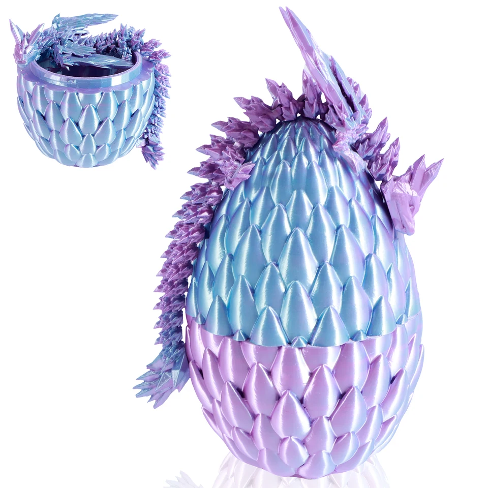 Dragón Impreso En 3D Con Articulaciones Móviles Y Huevo De Dragón – Figura Multicolor Para Decoración Y Juego (Verde Dorado)