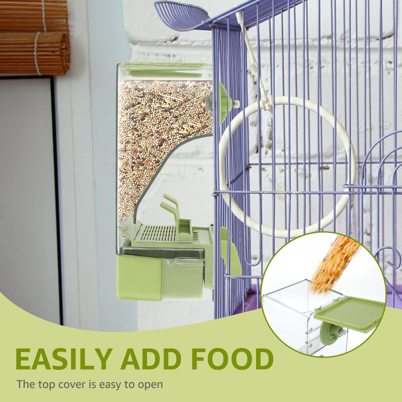 Automatic Bird Feeder No Mess Anti-spill Parrot Food Dispenser Drinker Cage Accessories Small And Medium Parakeets 550ML