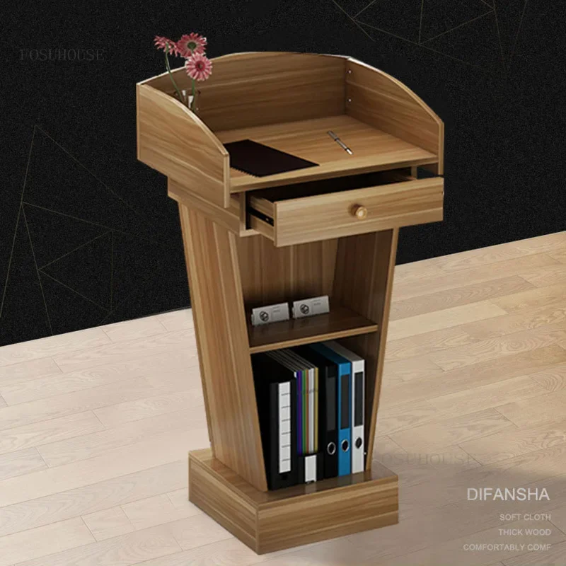 Office Hotel Reception Desk Shopping Guide Small Platform Emcee's Speech Podium Teacher's Classroom Lectern Table with Drawer L