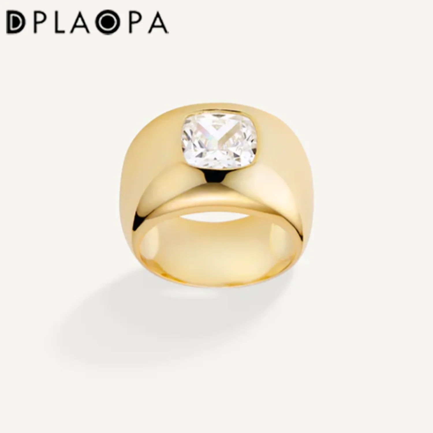 Dplaopa 925 Sterling Silver Gold Thick Band Big Cz Zircone Size Anello Donna Luxury Fine Jewelry 2023 Fine Jewelry Crystal