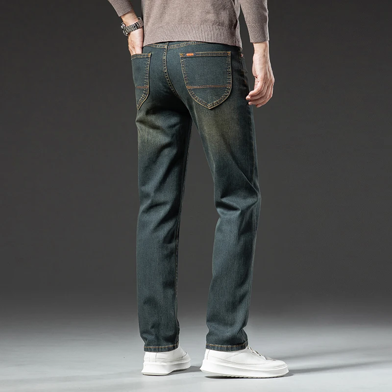 Fall branded stretch men's jeans Fashionable retro slim denim trousers Men's casual straight blue stretch pants 2023 new style 2