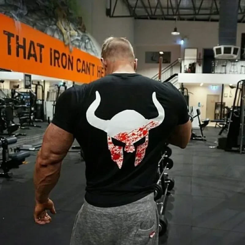 

Muscle Men's New Short Sleeved T-shirt Men's Sports Round Neck Trend T-shirt Spring/summer Slim Fit Fitness Clothes Cotton