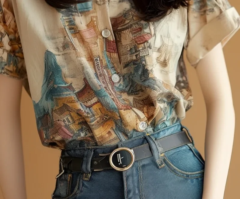 Chiffon Women's Shirt Summer Prints Vintage Blouses Loose Fit Short Sleeve Women Tops Fashion O-necks Clothing 2024 Korean