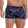 Mens Glossy Swimming Trunks Shorts Low Rise Solid Color Slim Fit Sides Slit Shorts Vacation Beach Pool Party Nightclub Costumes 2