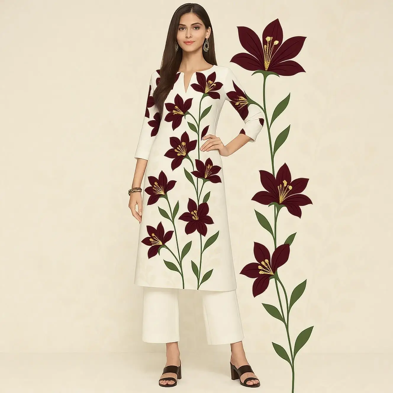 Muslim Women Casual Comfortable Kurt Dress Straight Tube Ethnic All Occasions Such As Birthday Wedding Aidilfitri Abaya - Image 3