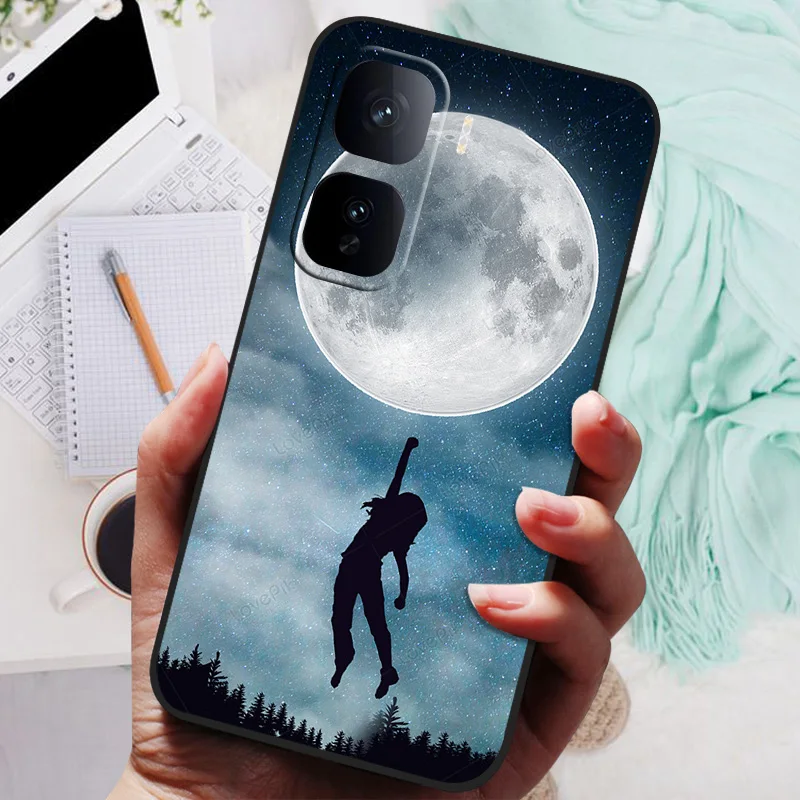 Black Floral Silicone Soft Phone Case - Protective Bumper Cover