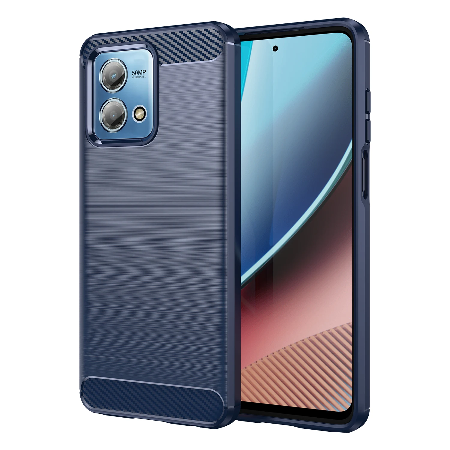 Luxury Carbon Fiber Brushed Texture Silicone Case for Motorola Moto G Stylus 4G 2023
