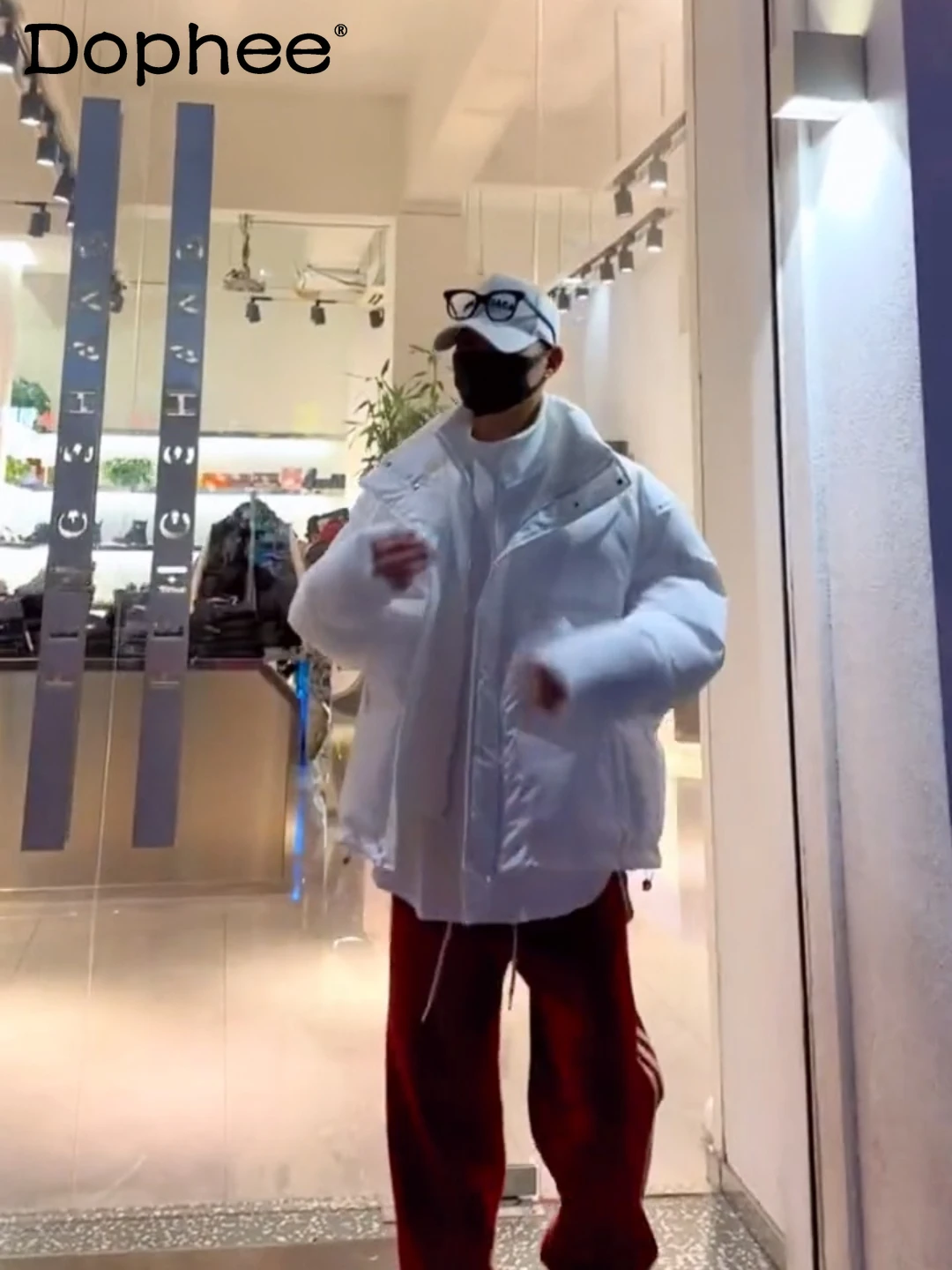 Fashion Men's Women's Winter Double-Layer Collar Solid Color Loose All-Matching Cotton-Padded Jacket Couple Personality Coats