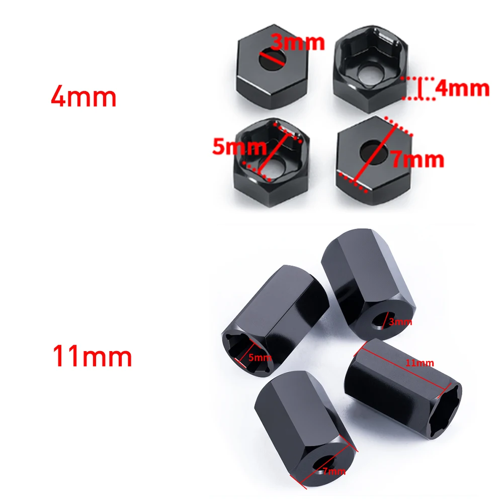4Pcs Aluminum 5mm to 7mm / 5mm to 12mm Wheel Hex Hub Adapters Conversion For WPL D12 2WD 1/10 RC Truck Upgrade Parts