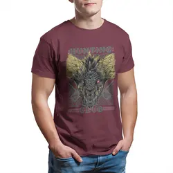 Unisex Hunting Club Nergigante Cotton Leisure T - Shirt - RPG Game Inspired Summer Tee - XXXL (Burgundy)