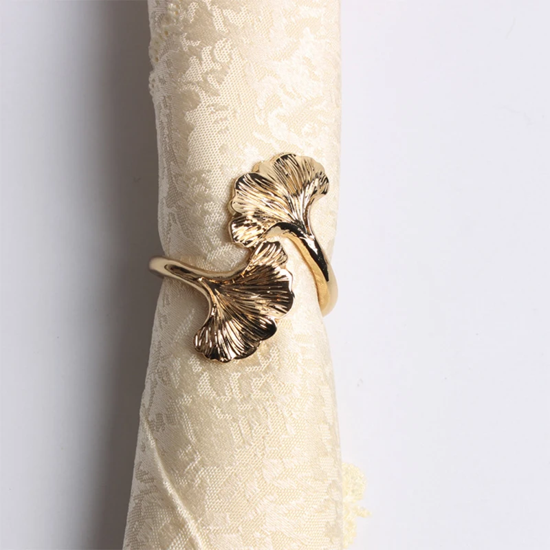 Napkin ring 4PCS Ginkgo Leaf Metal Napkin Buckles