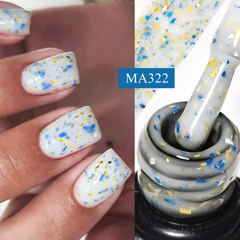 7ML Gold Glitter Rubber Base nail polish Milky White UV Construction Gel Semi Permanent Varnish Soak Off UV LED Nails Art